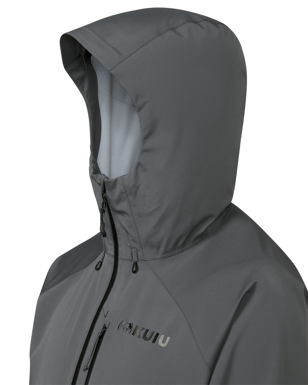 Angled Hood detail on Northridge Rain Jacket in Gunmetal Grey