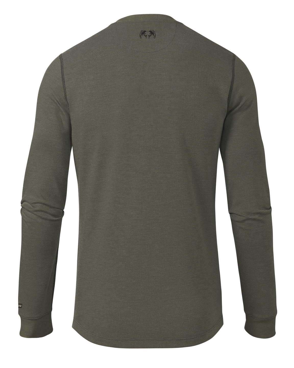 Back of Canyon Waffle Henley in Ash Heather Brown