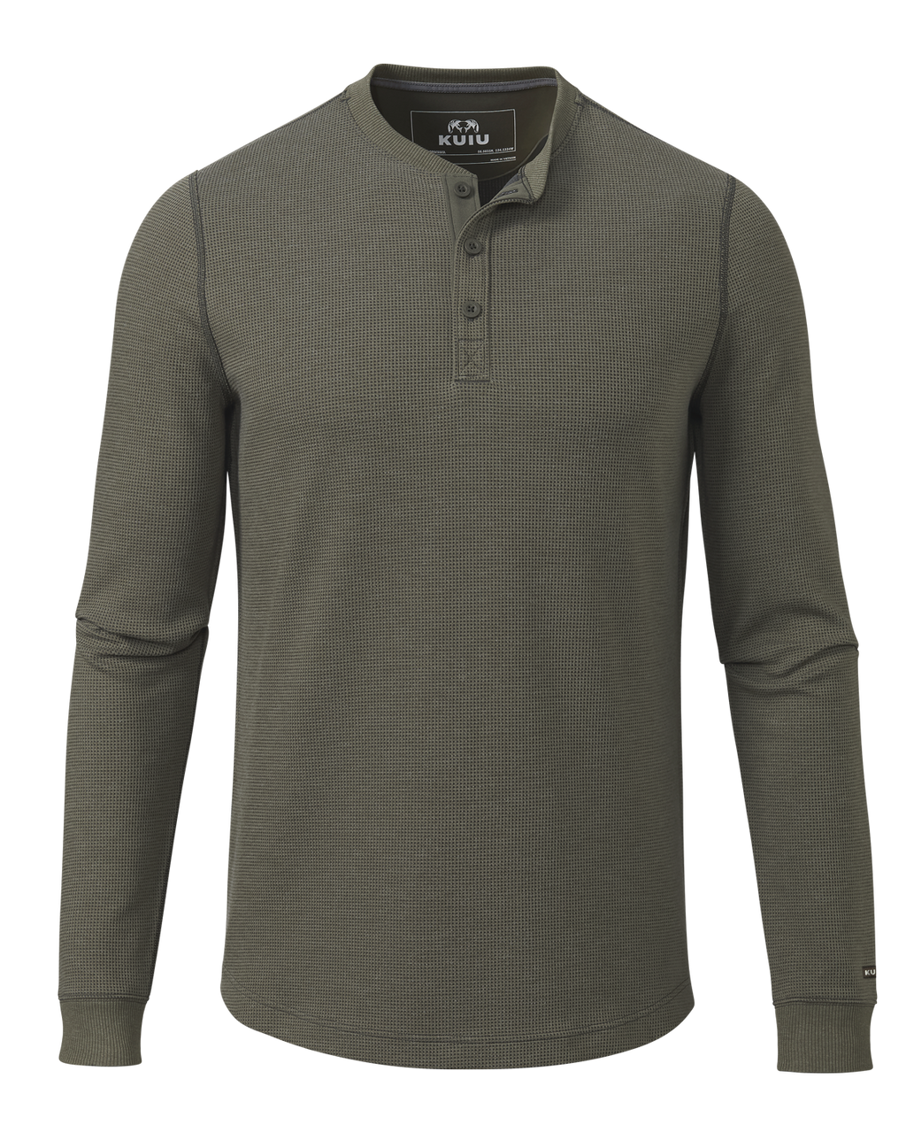 Front of Canyon Waffle Henley in Ash Heather Brown