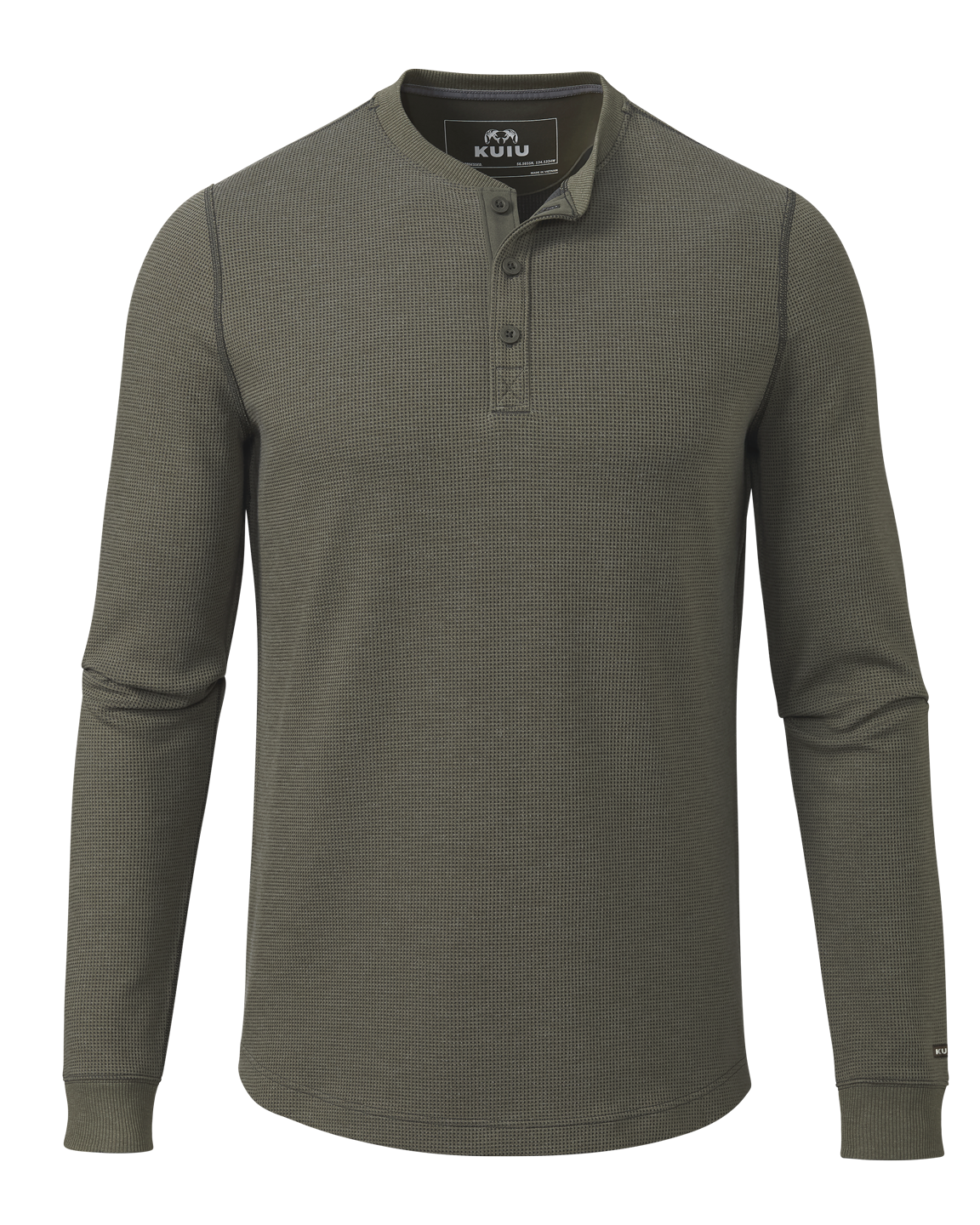 Front of Canyon Waffle Henley in Ash Heather Brown