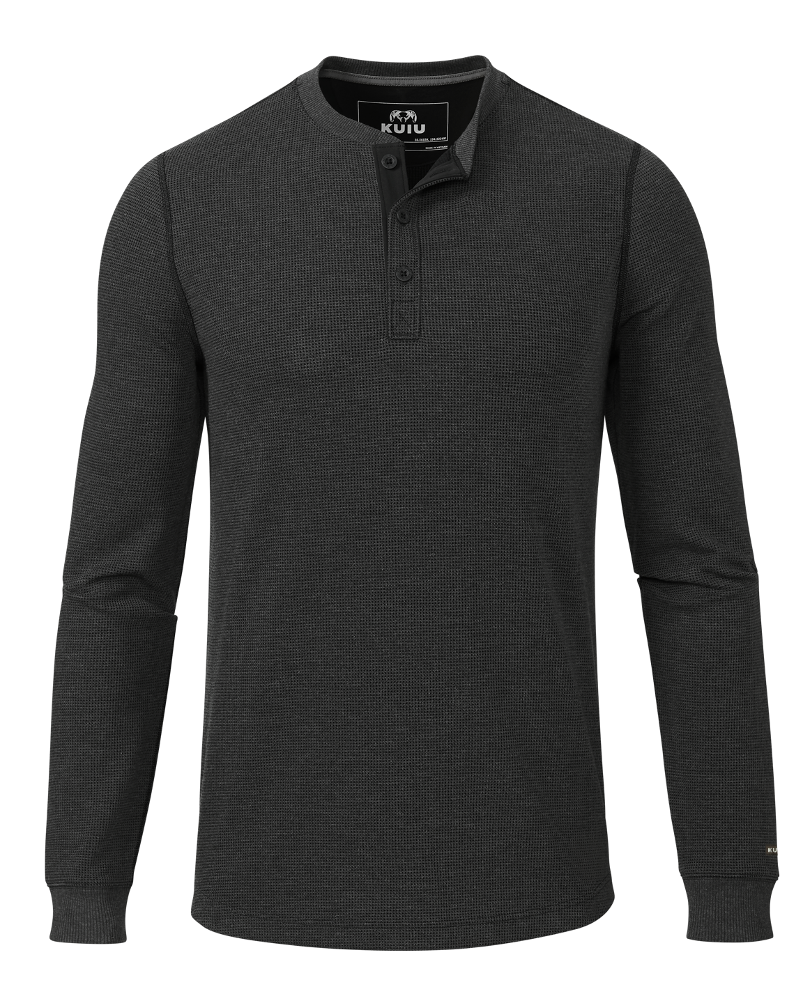Front of Canyon Waffle Henley in Black Heather