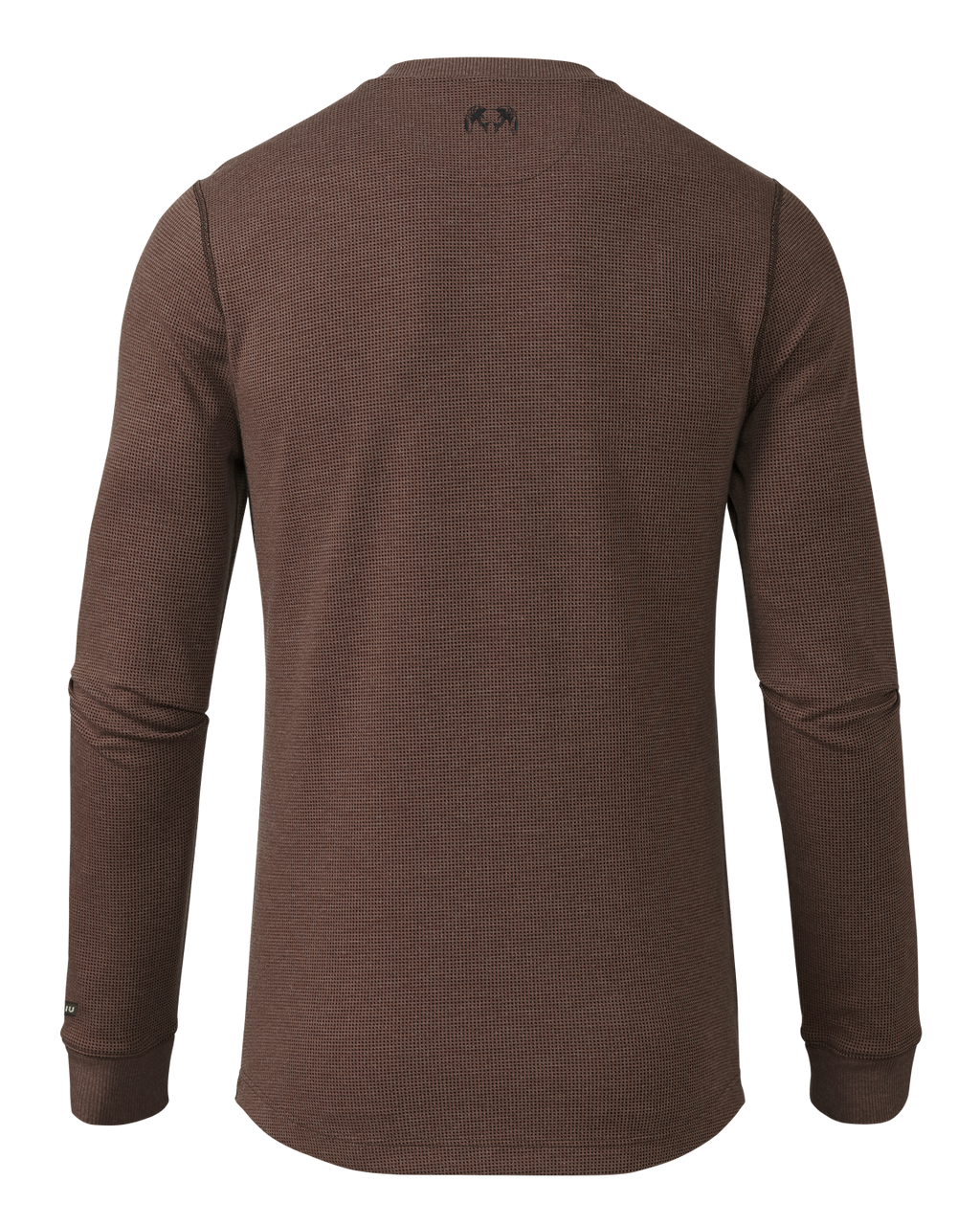 Back of Canyon Waffle Henley in Cedar Heather Brown