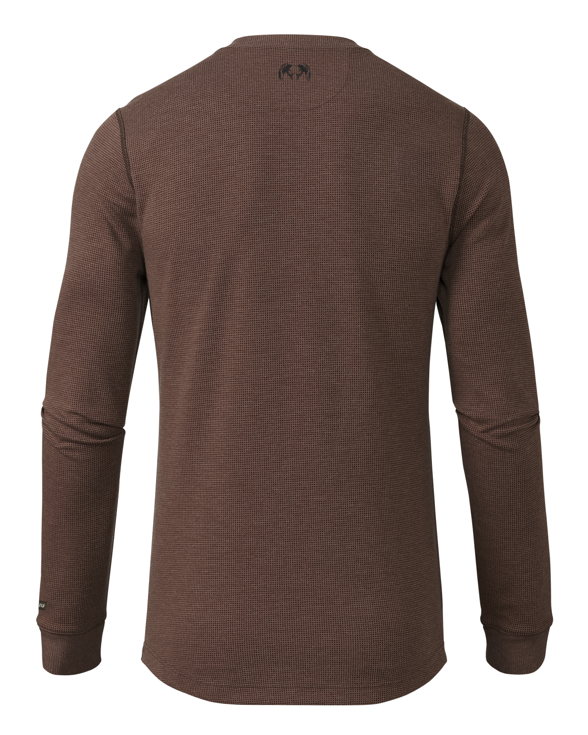 Back of Canyon Waffle Henley in Cedar Heather Brown