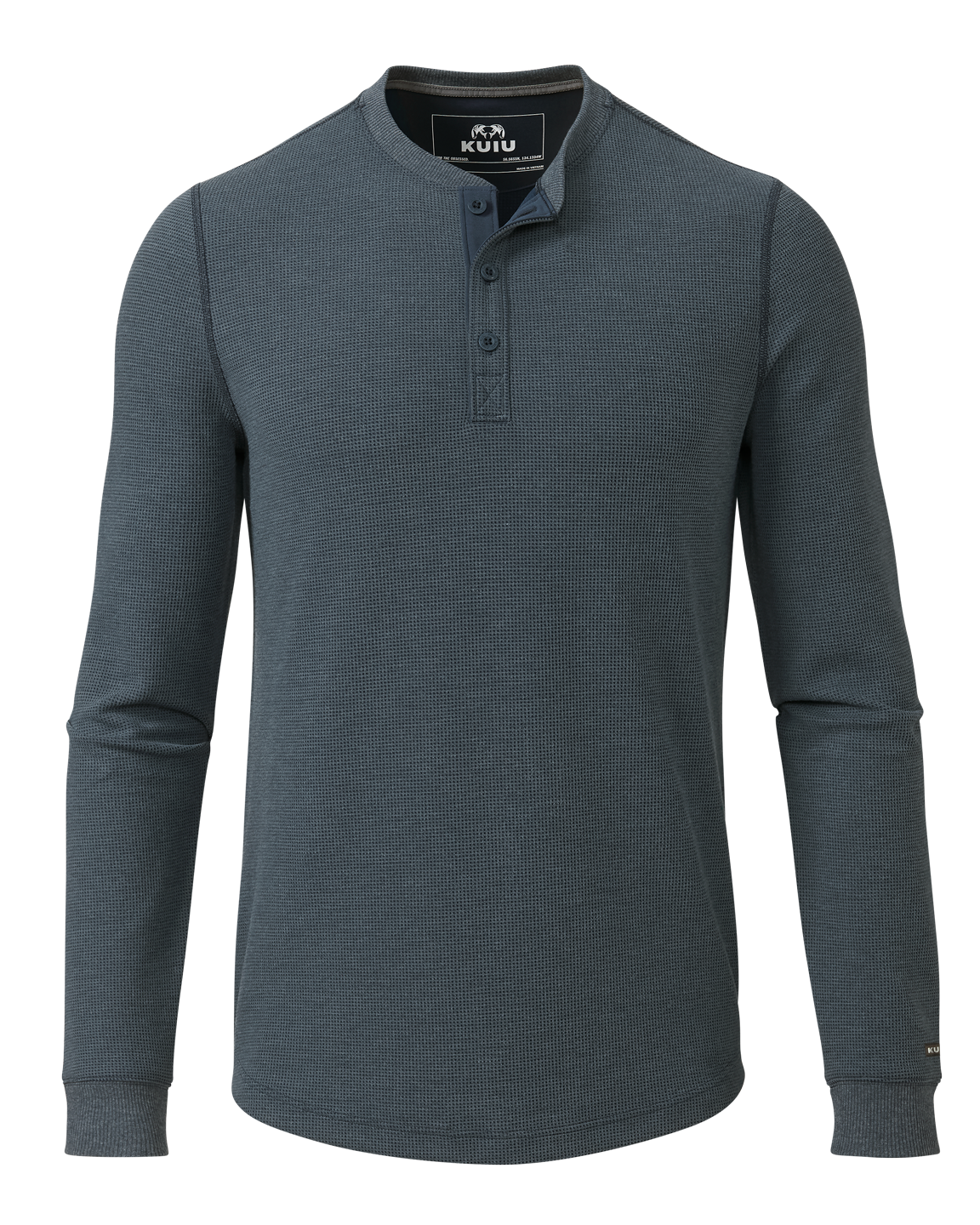 Front of Canyon Waffle Henley Steel Blue Heather