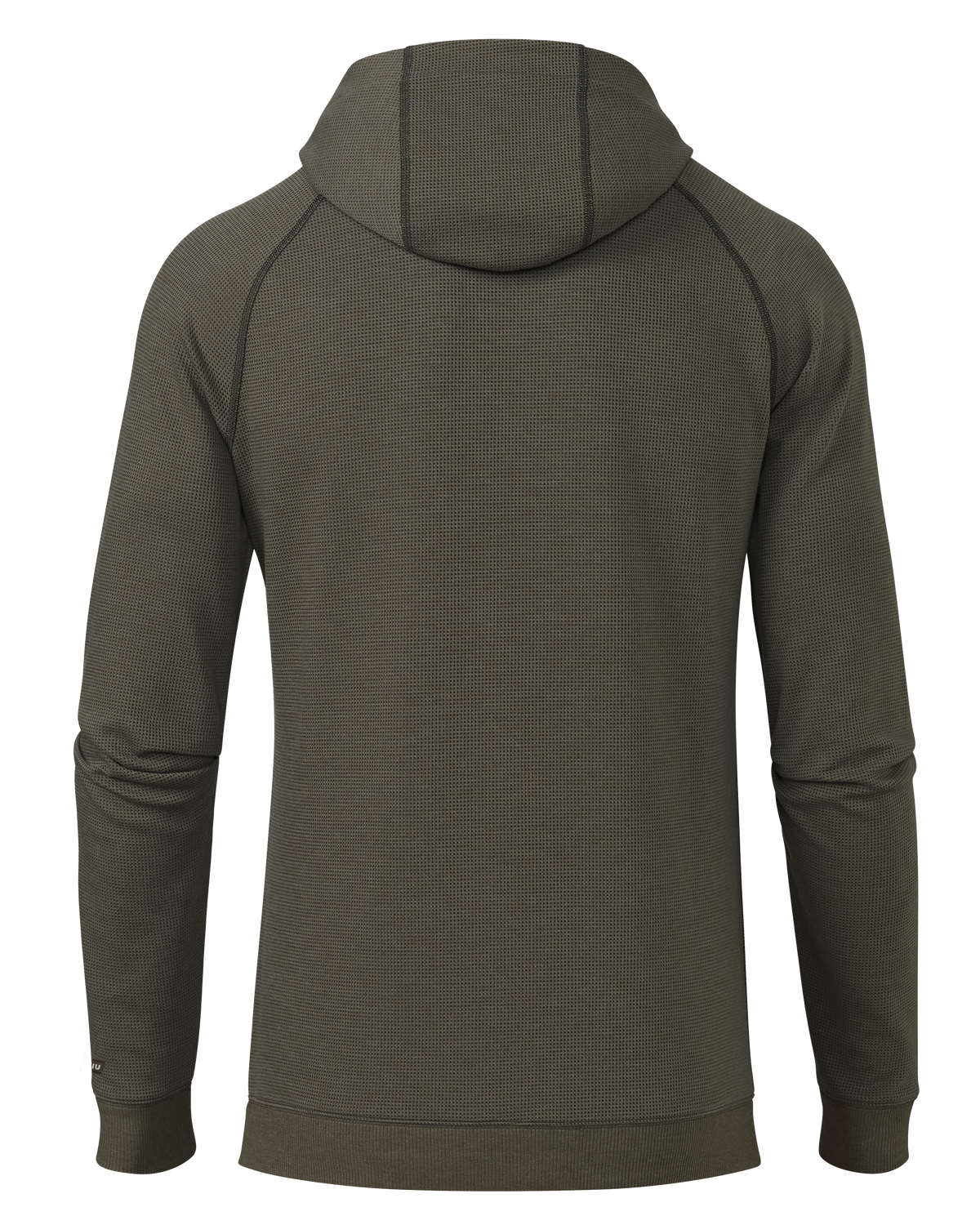Back of Canyon Waffle Hoodie in Ash Brown Heather