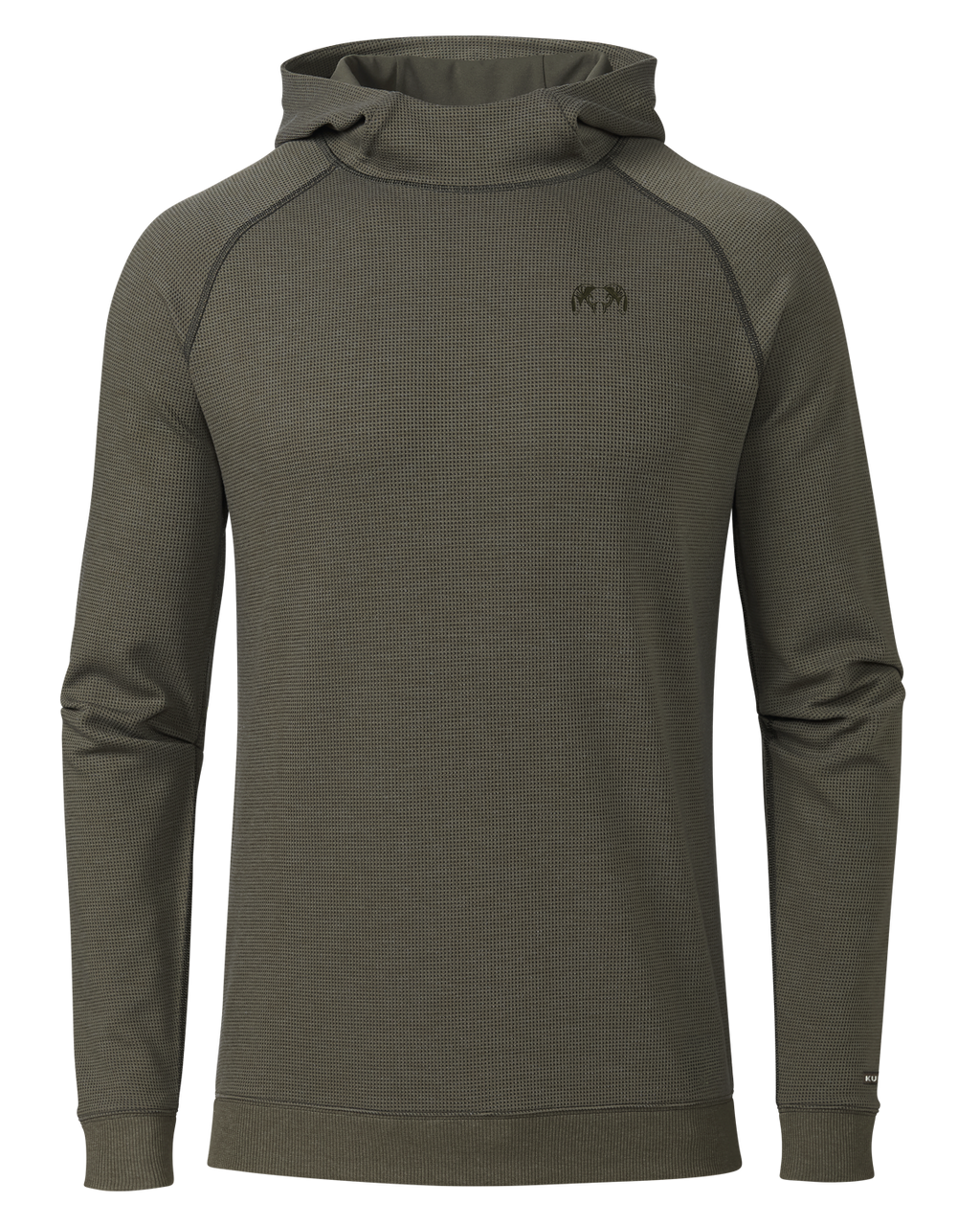 Front of Canyon Waffle Hoodie in Ash Brown Heather