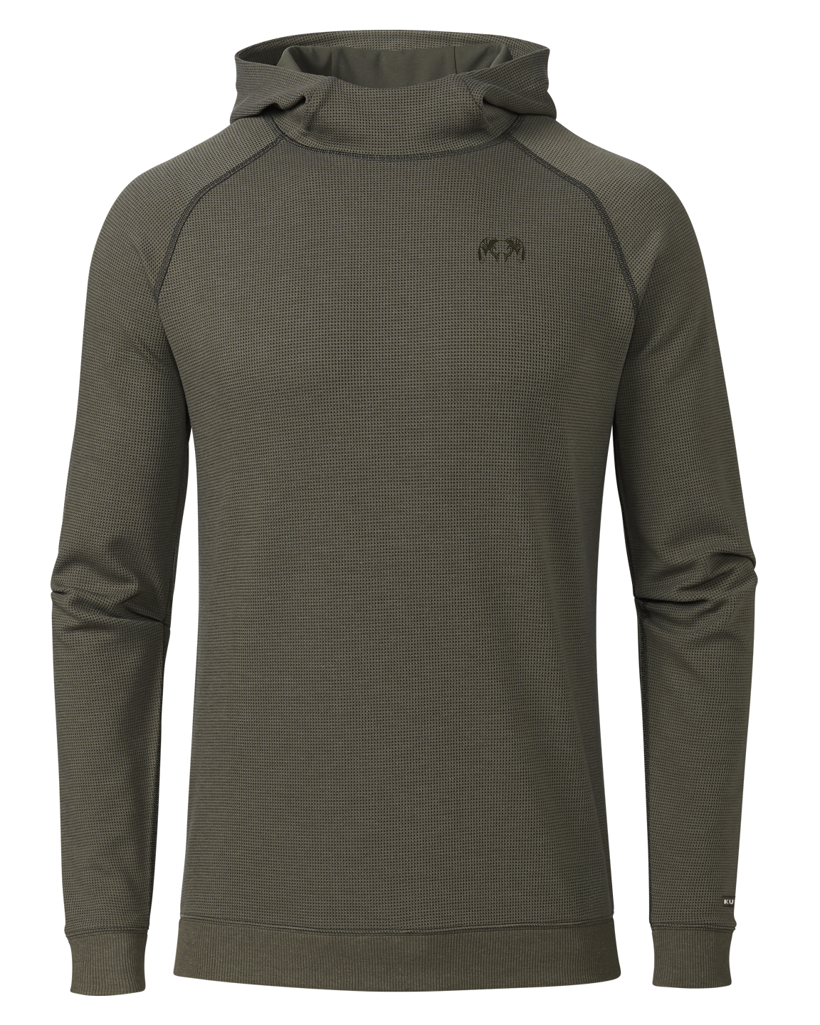 Front of Canyon Waffle Hoodie in Ash Brown Heather