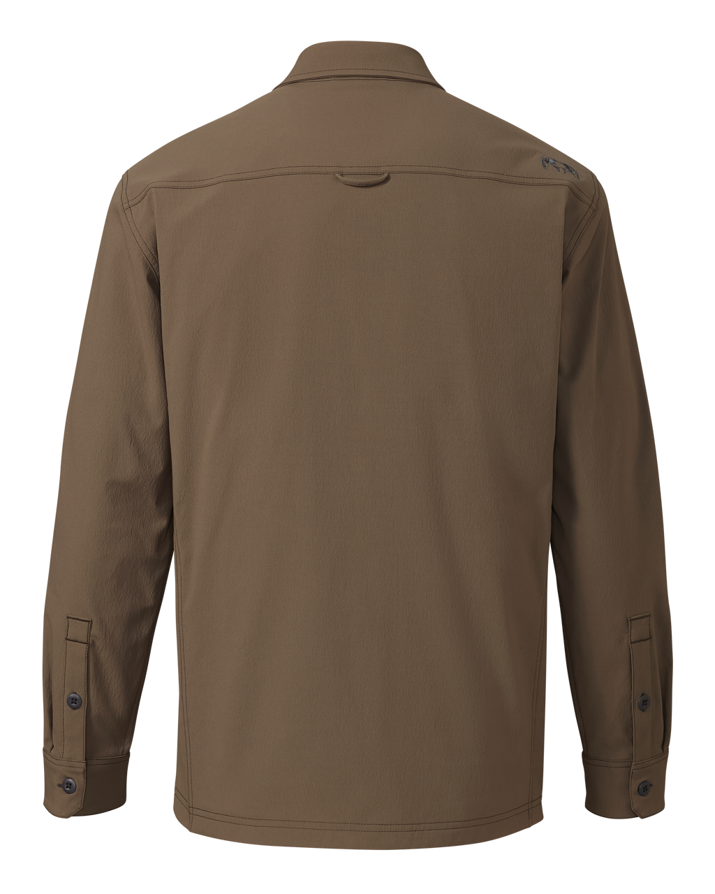 Back of Motive Flannel Lined Shirt Jacket in Major Brown