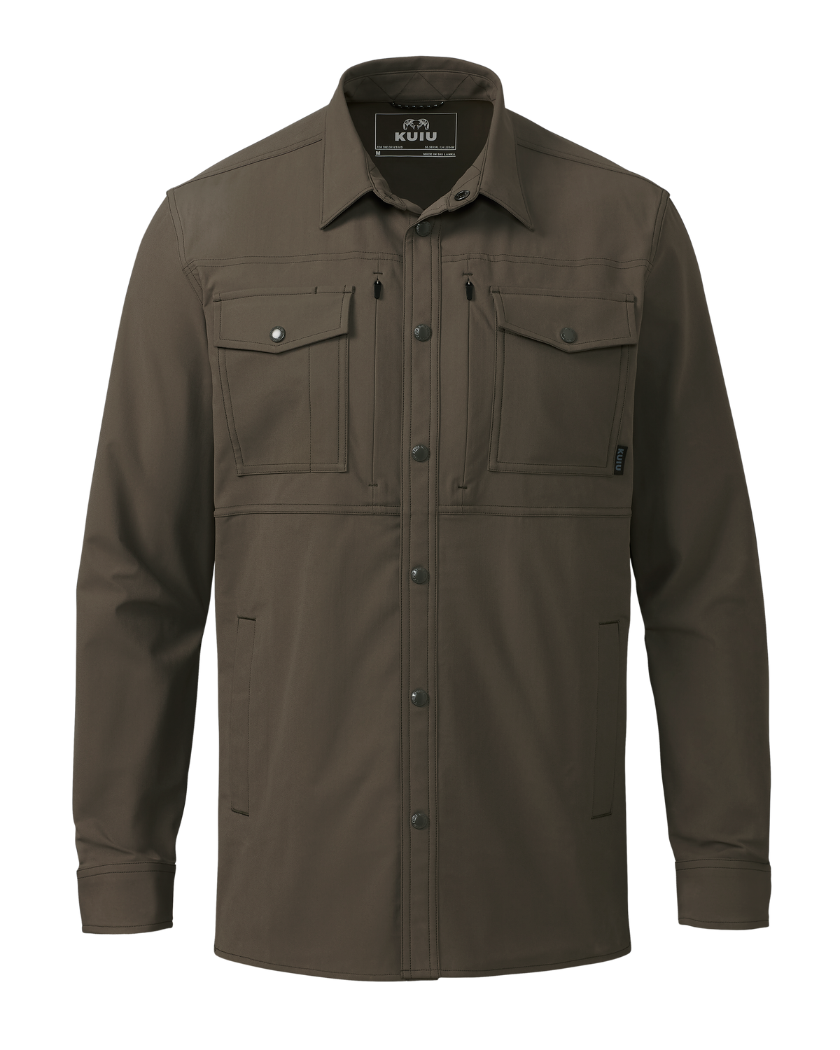 Front of Tour Shirt Jacket in Rodeo Brown