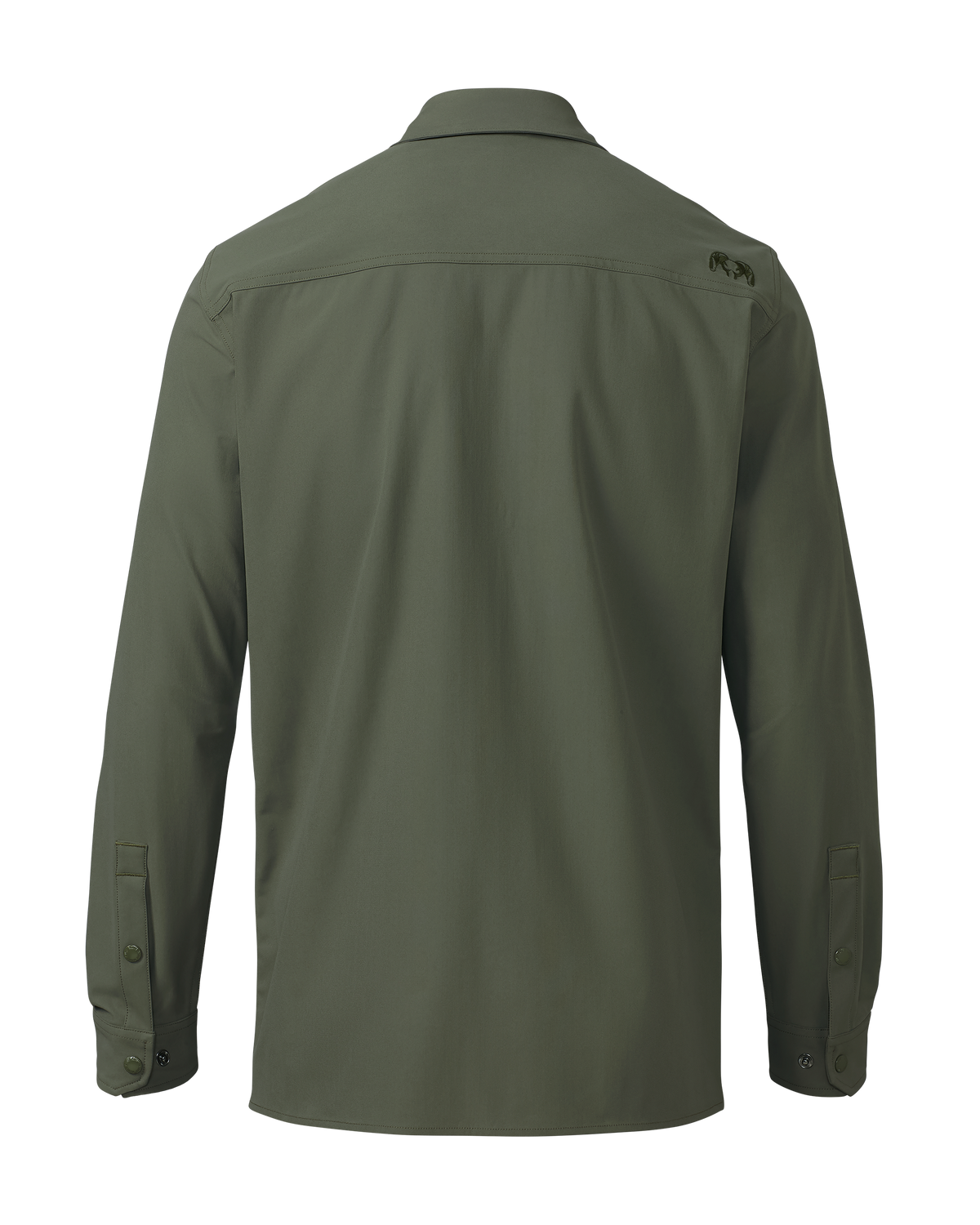 Back of Tour Shirt Jacket in Dark Sage