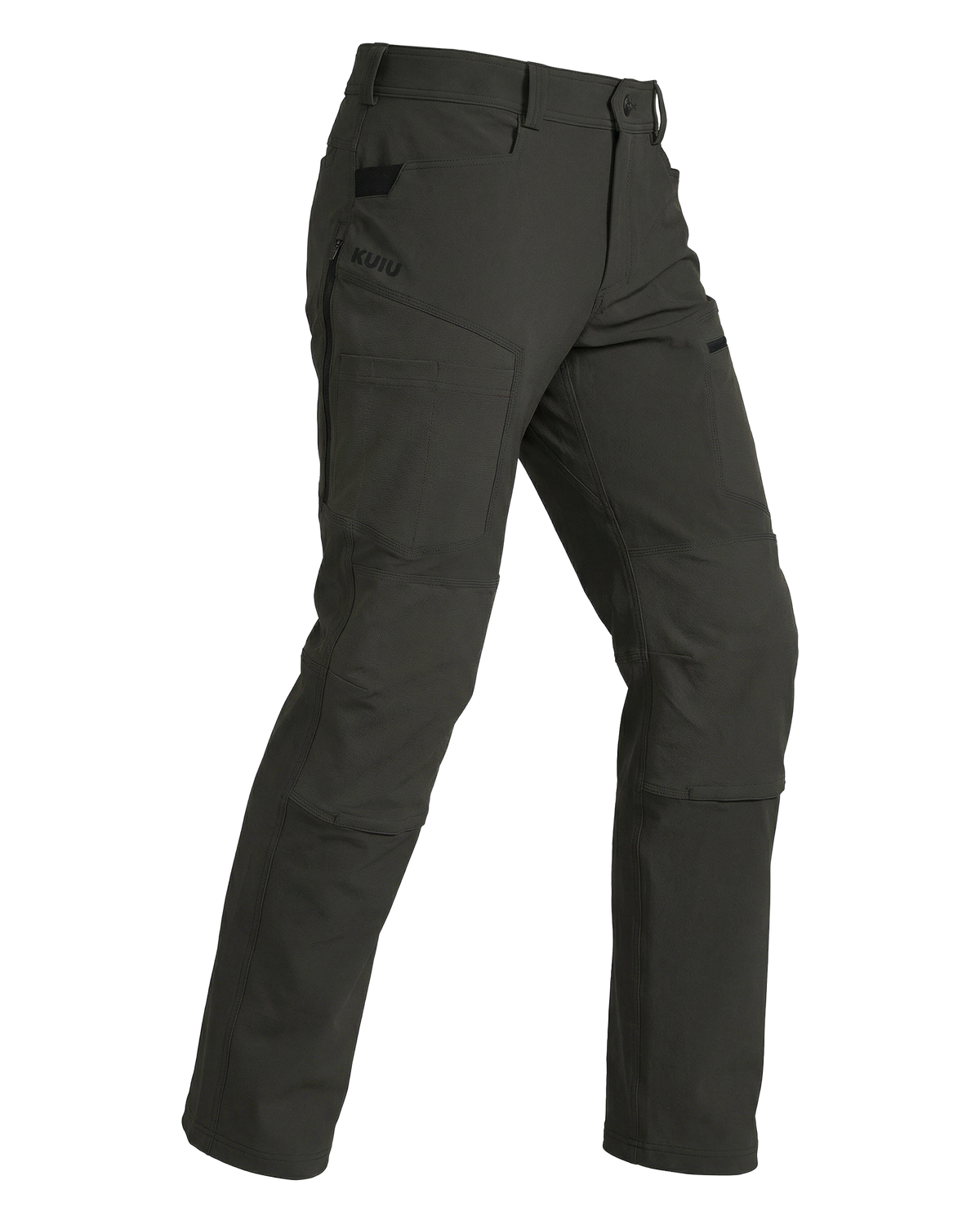 Angled pose highlighting shape and construction of Groundwork Woven Pant in Asphalt Grey
