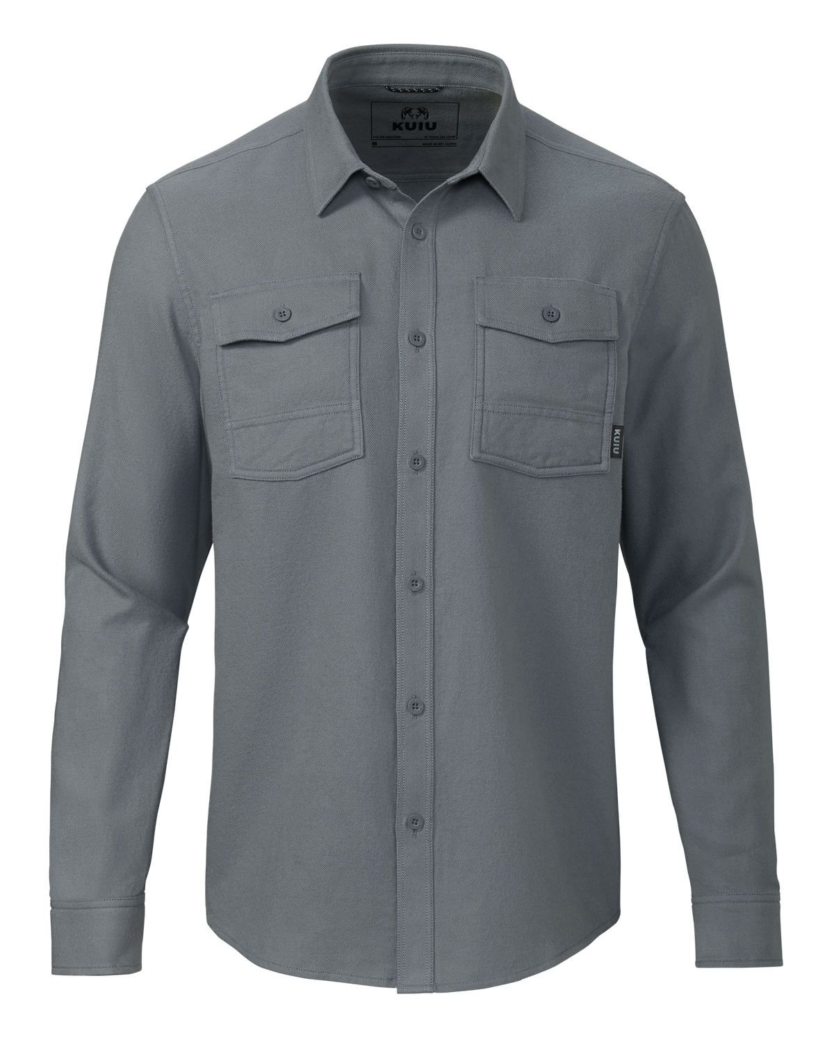 Front of Field Flannel Shirt in Baltic Grey