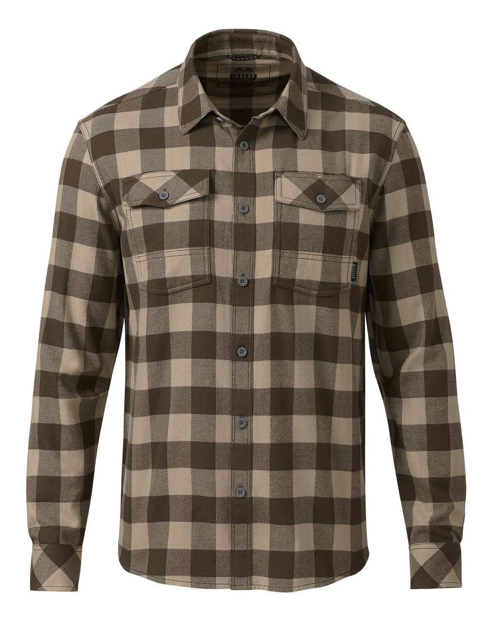 Front of Field Flannel Shirt in Brown Buffalo Check