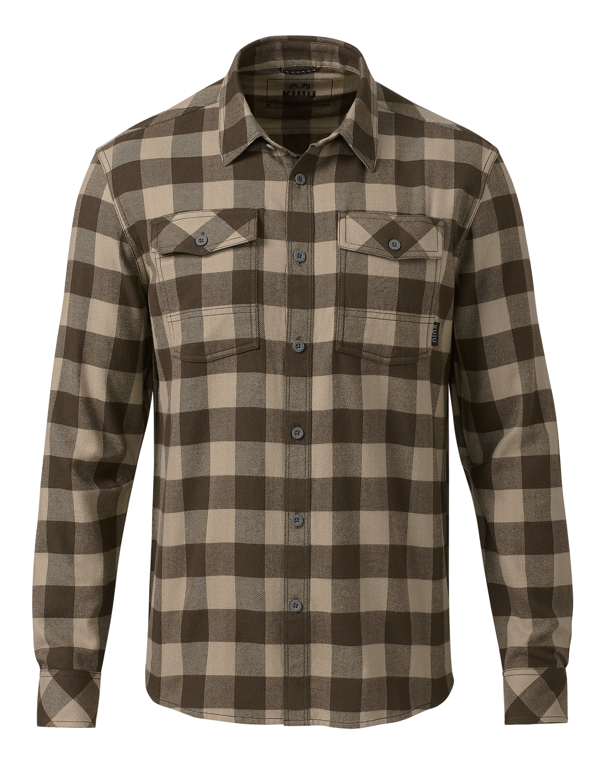 Front of Field Flannel Shirt in Brown Buffalo Check
