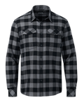 Front of Field Flannel Shirt in Gunmetal Gray Buffalo Check