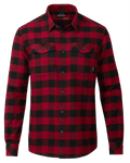 Front of Field Flannel Shirt in Red/Black Buffalo Check