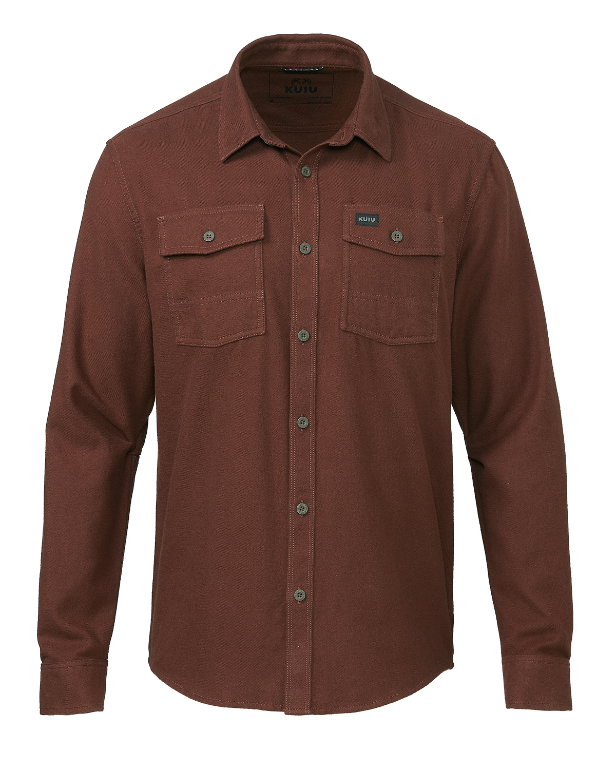 Front of Field Flannel Shirt in Redwood Brown