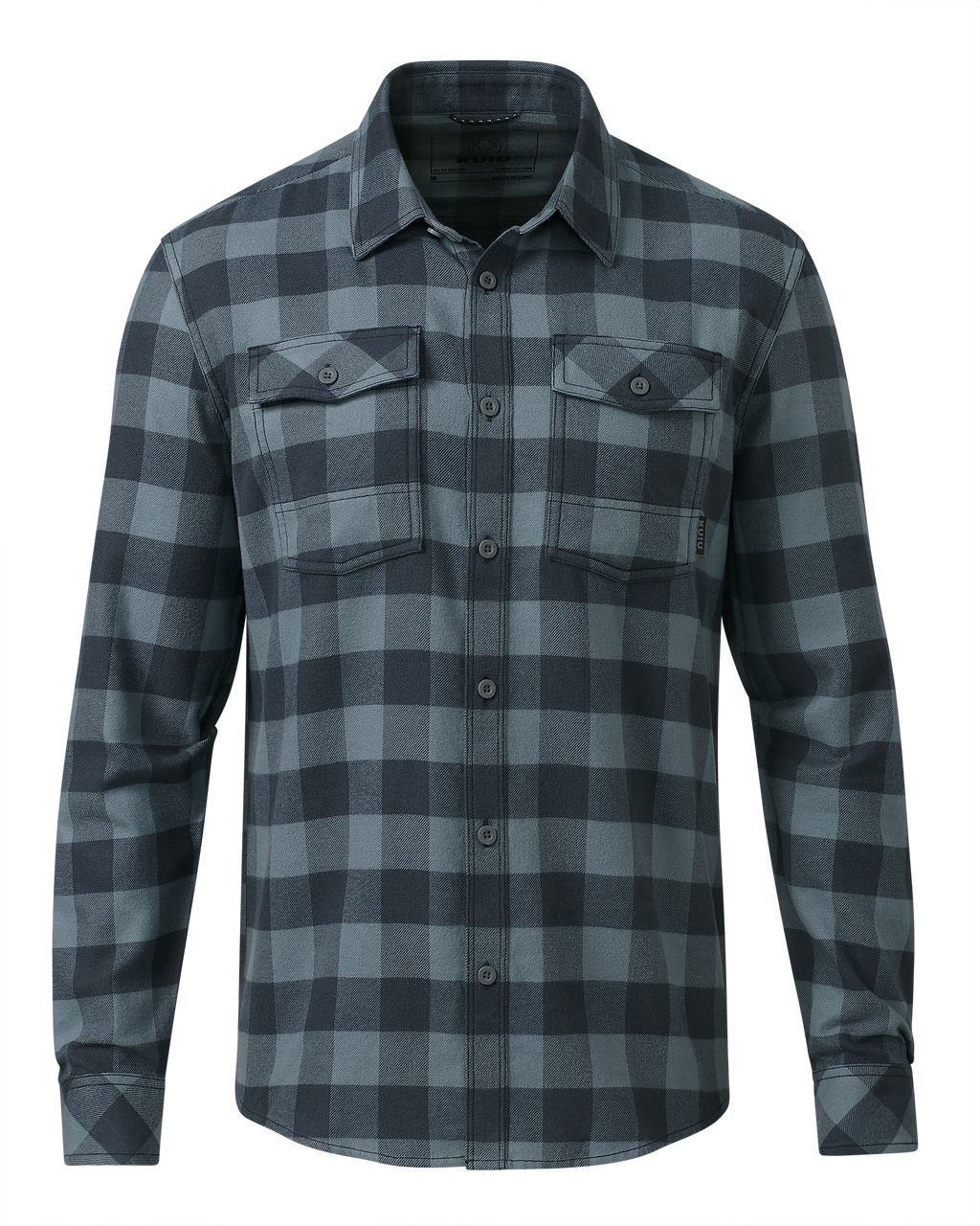 Front of Field Flannel Shirt in Slate Blue Buffalo Check