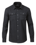 Front of Field Flannel Shirt in Steel Blue