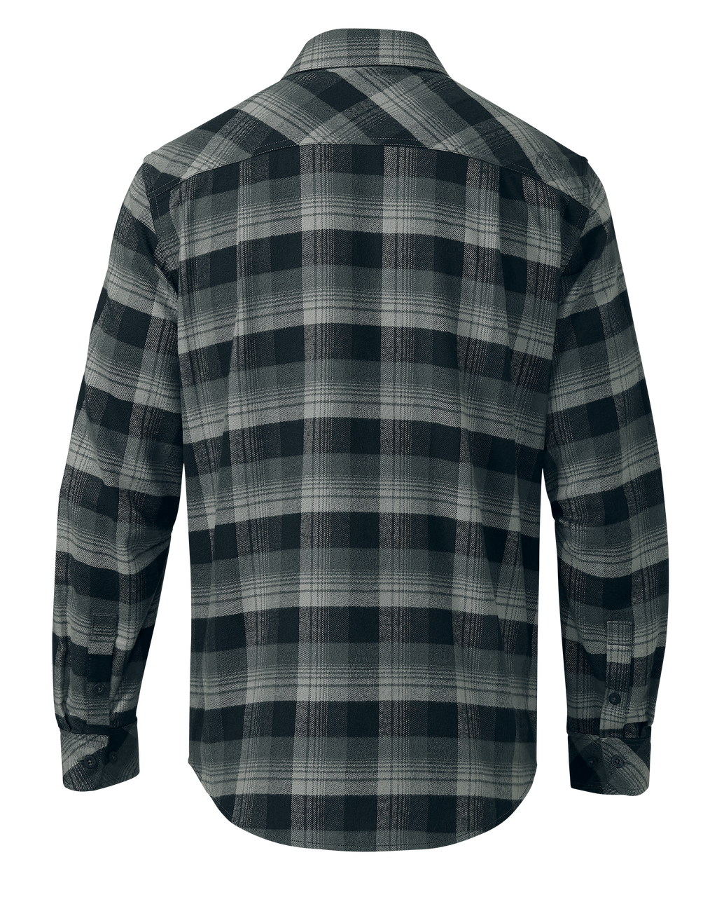 Back of Field Flannel Shirt in Grey Shadow Blockline