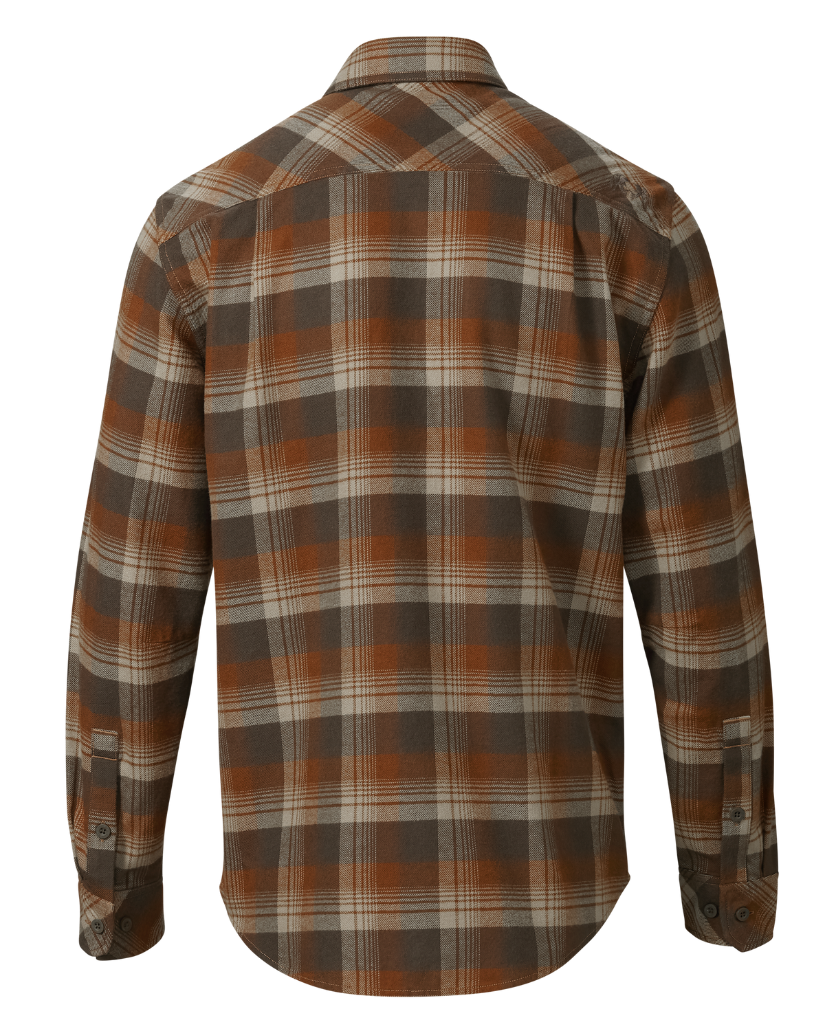 Back of Field Flannel Shirt in Saddle Blockline Brown