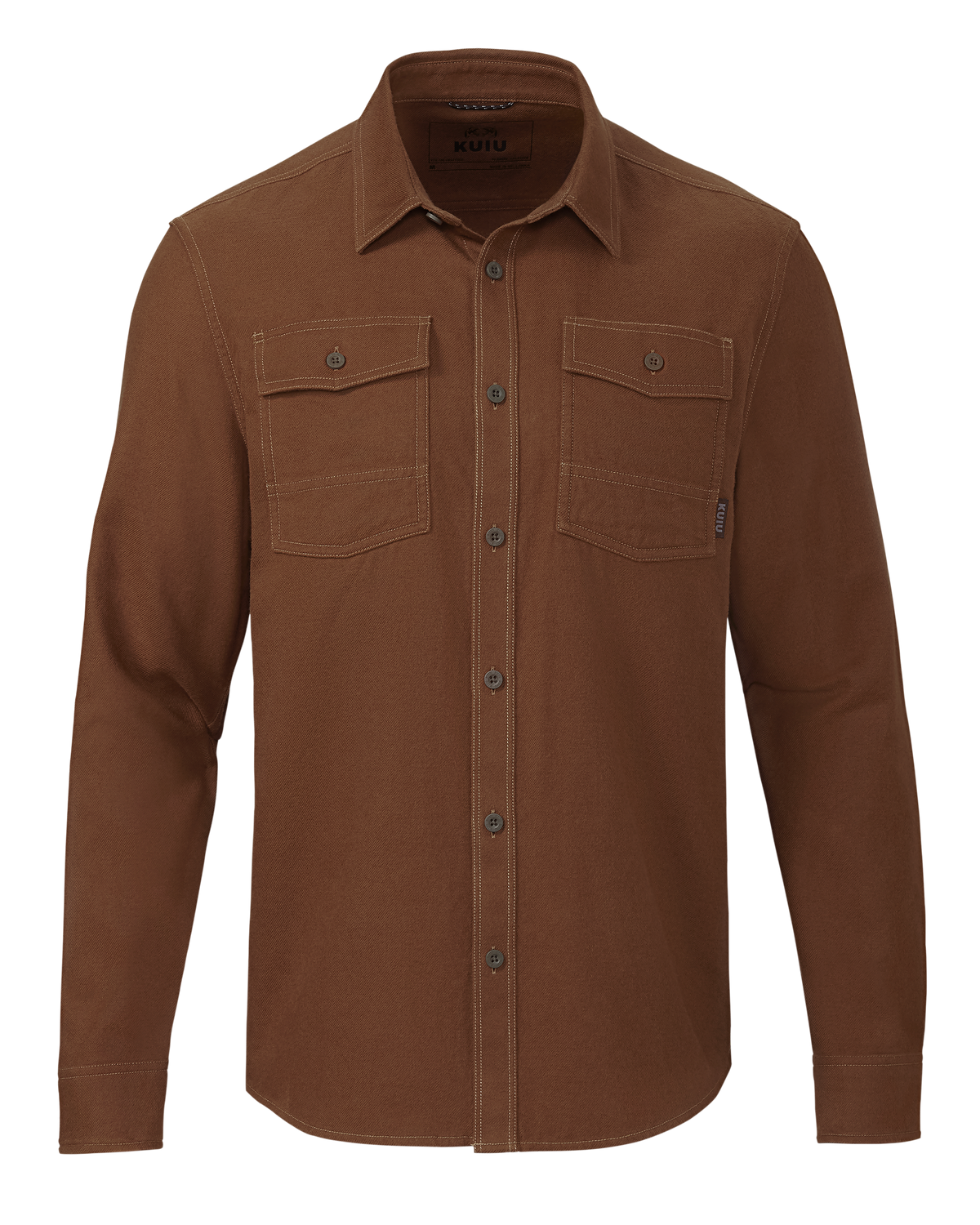 Front of Field Flannel Shirt in Saddle Brown