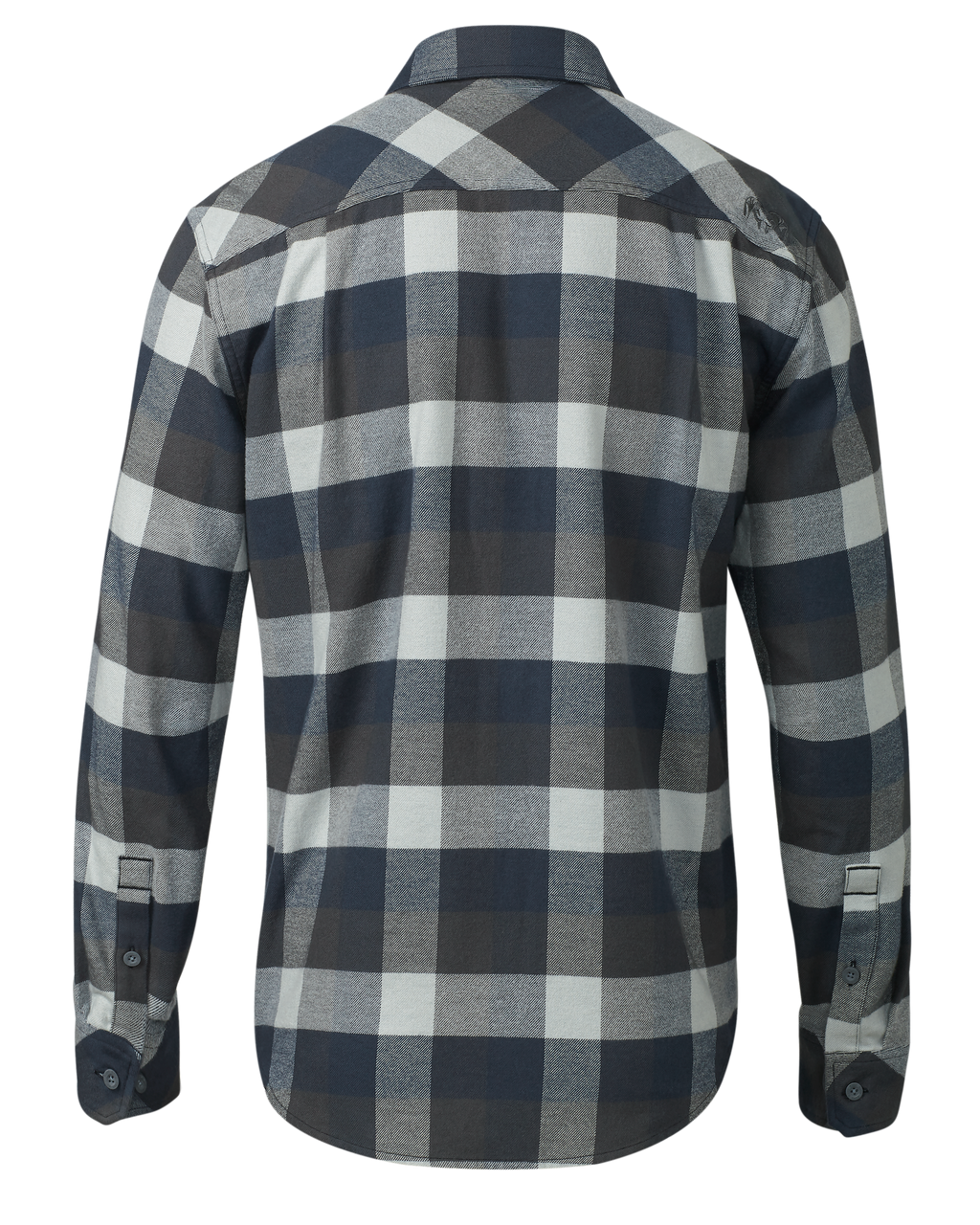 Back of Field Flannel in Steel Blue Trio