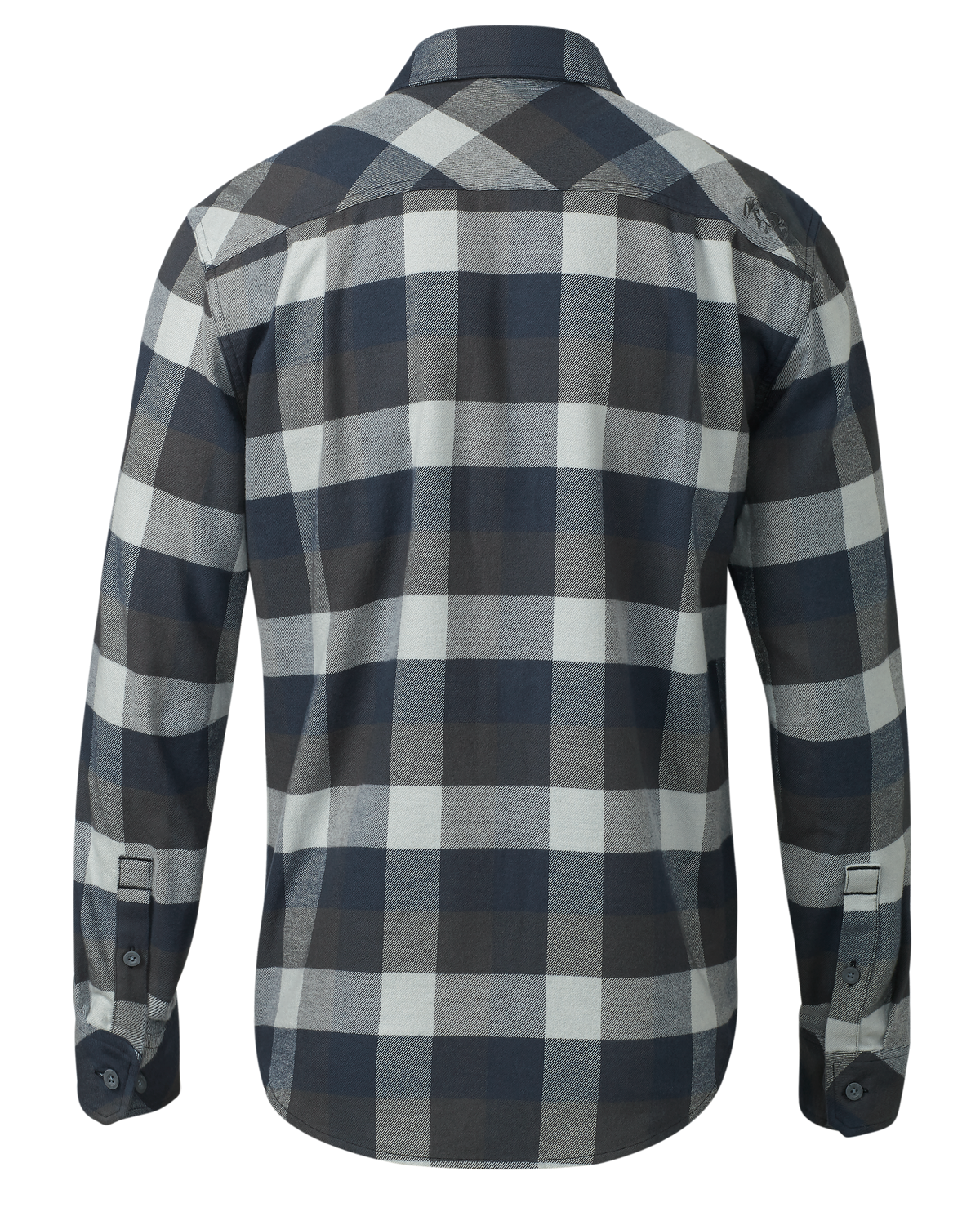 Back of Field Flannel in Steel Blue Trio