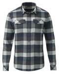 Front of Field Flannel in Steel Blue Trio