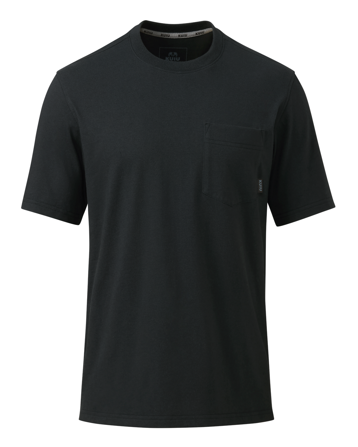 Front of Workgrade Short Sleeve Pocket Crew in Black