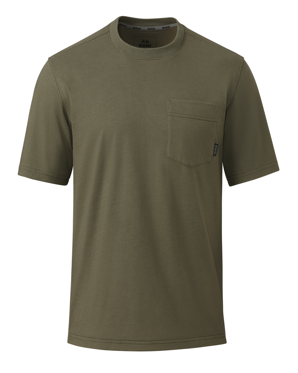 Front of Workgrade Short Sleeve Pocket Crew in Evergreen