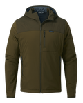 Front of Transit Packable Hooded Jacket in Dark Army/ Army Green