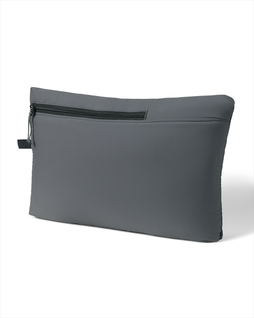 Packable Transit Hooded Jacket in Black/Gunmetal, shown self-stows compactly into a pack.