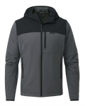 Front of Back of Transit Packable Hooded Jacket in Black/Gunmetal
