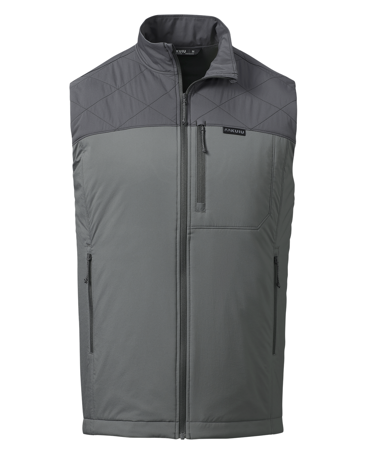 Front of Transit Packable Vest in Gunmetal/Stone