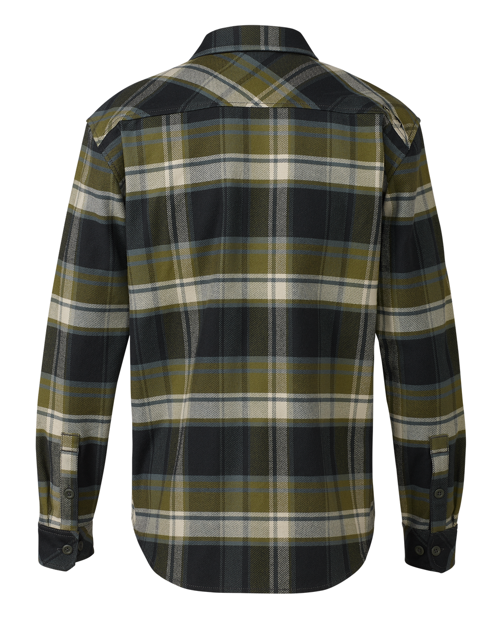 Back of Flannel Heavyweight Shirt Green Verde Check Plaid