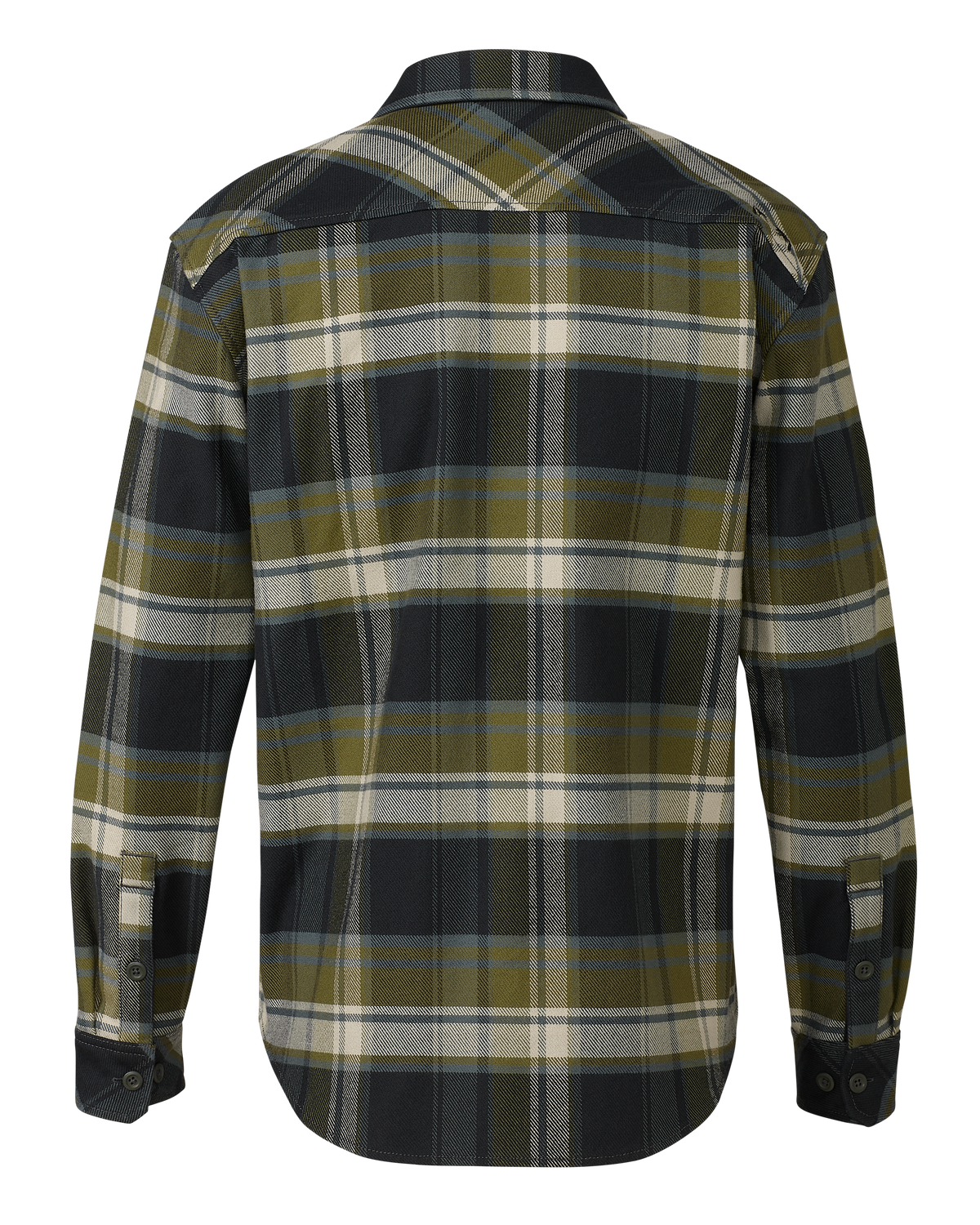Back of Flannel Heavyweight Shirt Green Verde Check Plaid