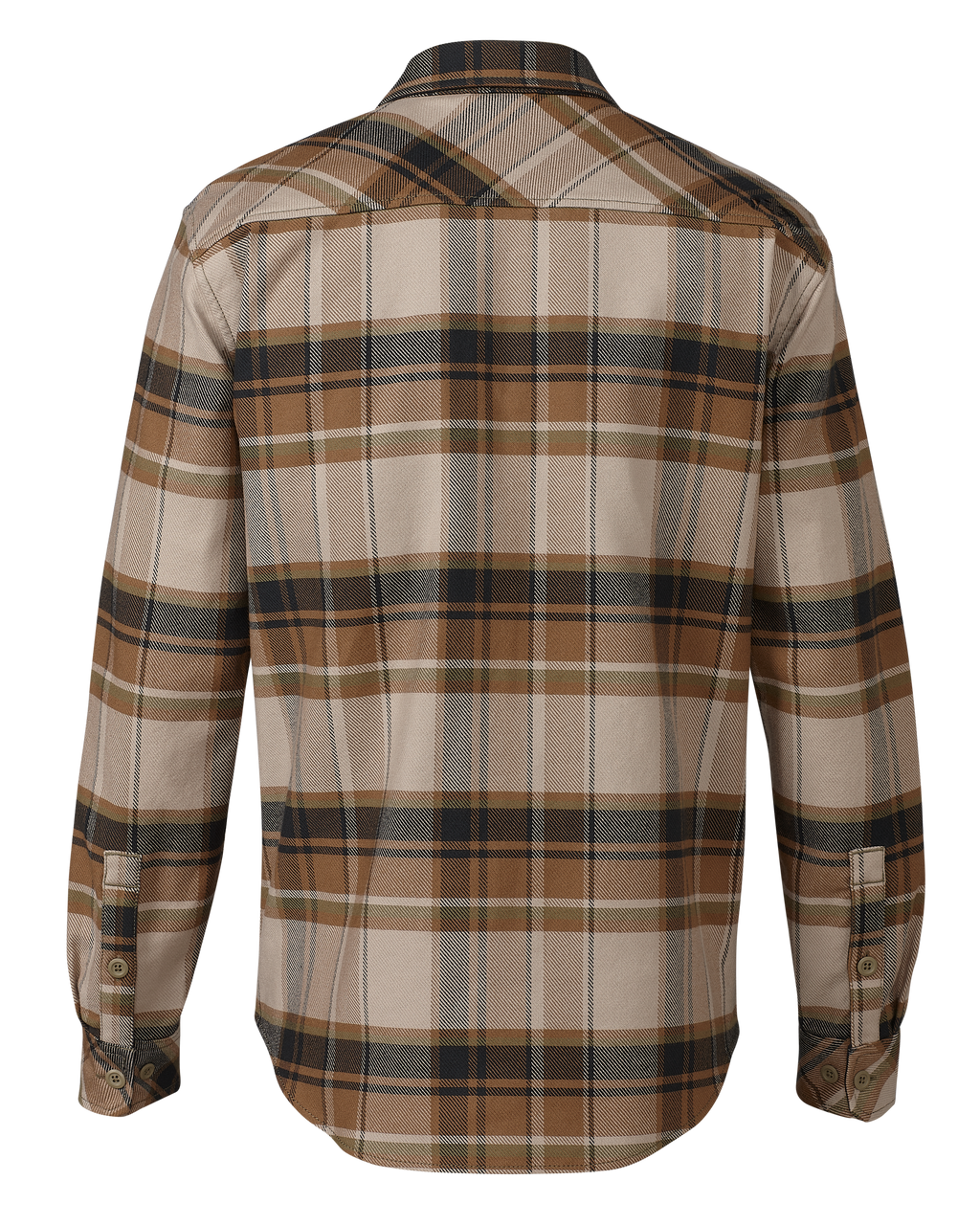 Back of Flannel Heavyweight Shirt Brown Valo Check Plaid