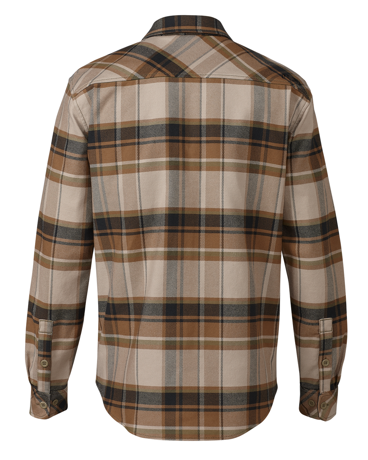Back of Flannel Heavyweight Shirt Brown Valo Check Plaid
