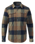Front of Fleece Lined Flannel Shirt Jacket in Valo Plaid