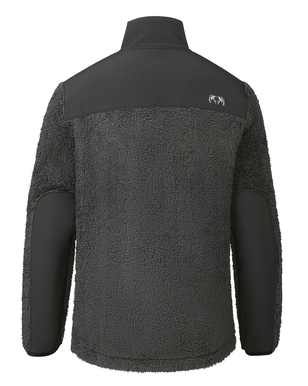 Back of Sherpa Fleece Zip Pullover in Asphalt Grey