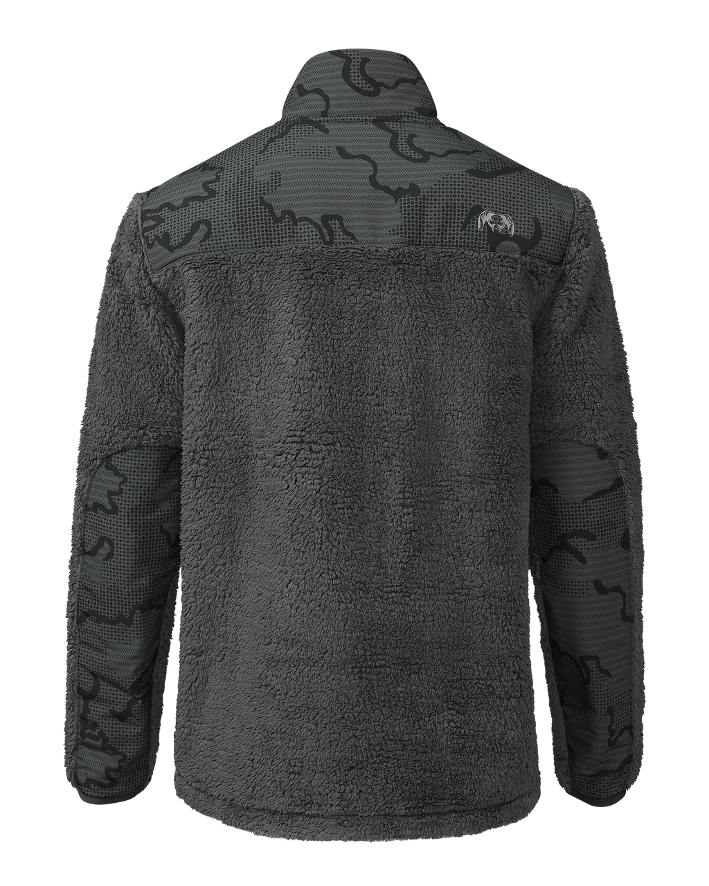 Back of Sherpa Fleece Zip Pullover in Gunmetal Tonal