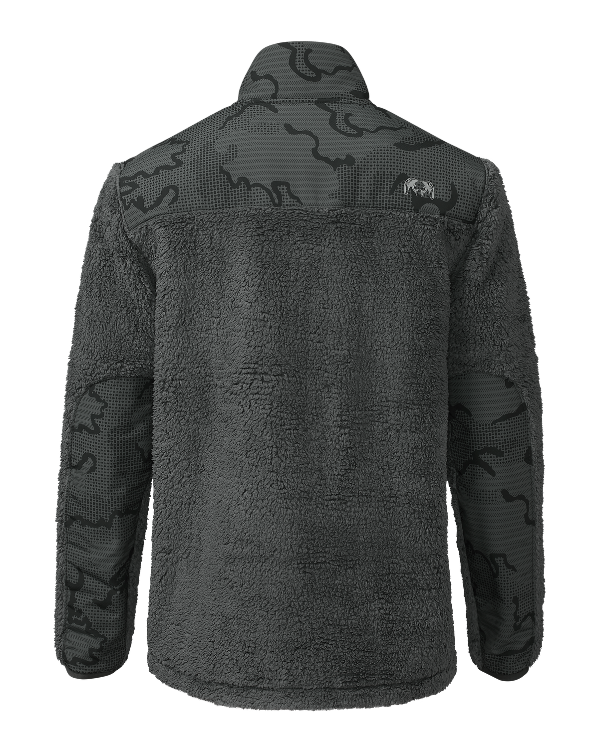 Back of Sherpa Fleece Zip Pullover in Gunmetal Tonal