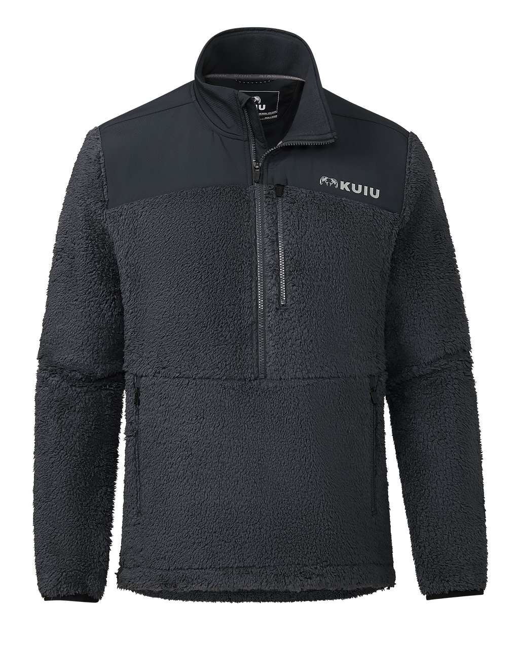 Front of Sherpa Fleece Zip Pullover in Nightfall Blue