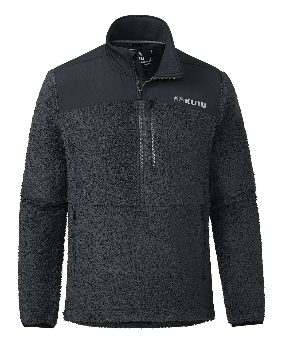 Front of Sherpa Fleece Zip Pullover in Nightfall Blue