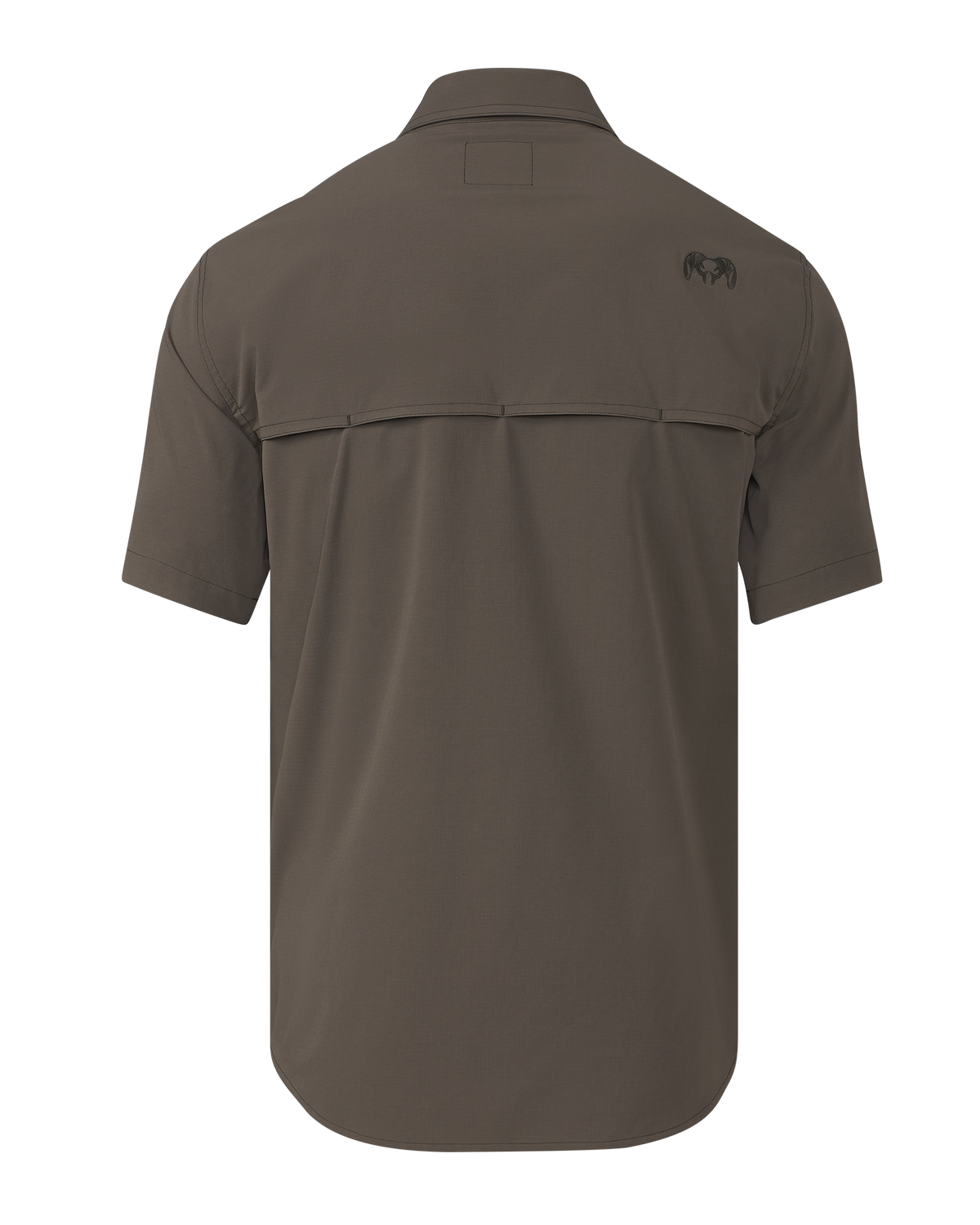 Back of Gauge SS Work Shirt in Rodeo Brown