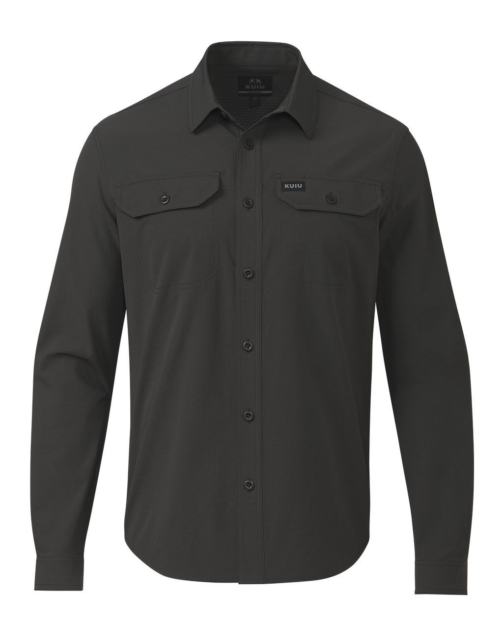 Front of Gauge LS Work Shirt in Asphalt Grey