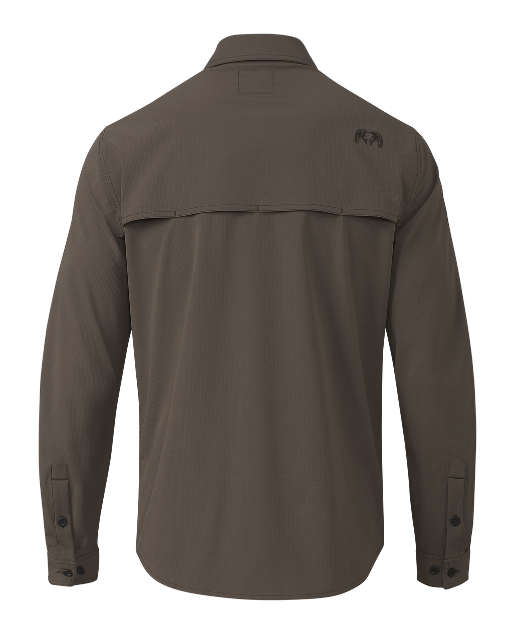 Back of Gauge LS Work Shirt in Rodeo Brown