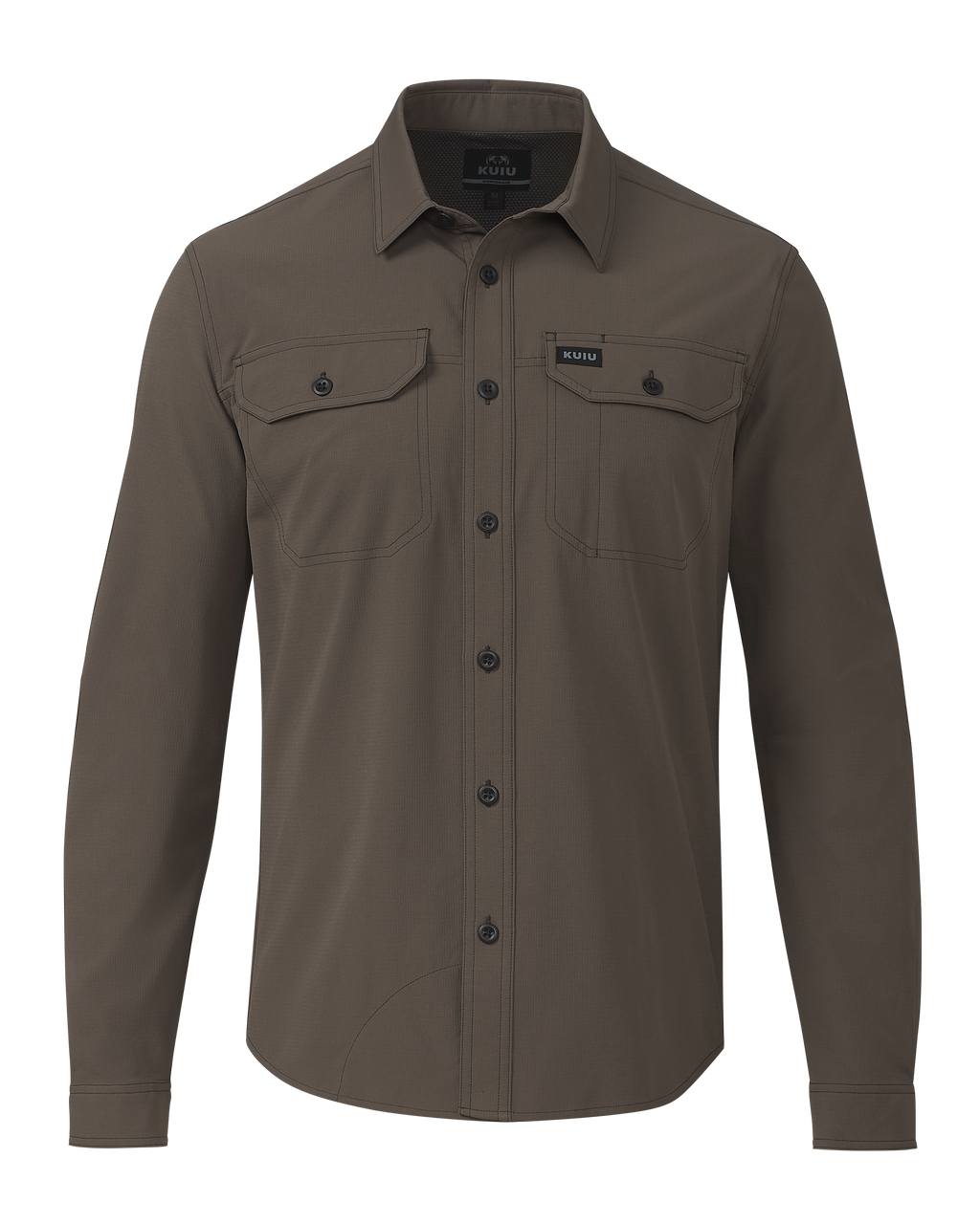 Front of Gauge LS Work Shirt in Rodeo Brown