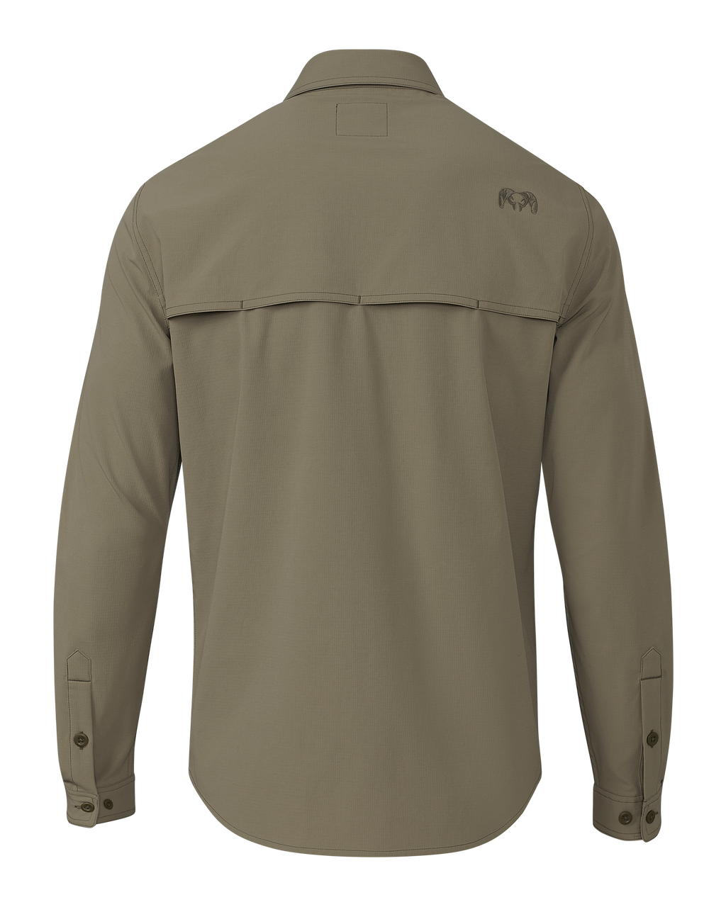 Back of Gauge LS Work Shirt in Khaki
